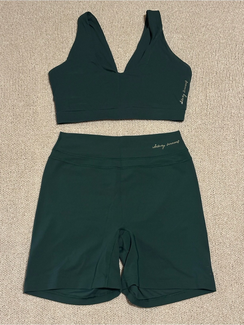 Gymshark x Whitney Simmons Dark Green Sports Bra & Shorts size m